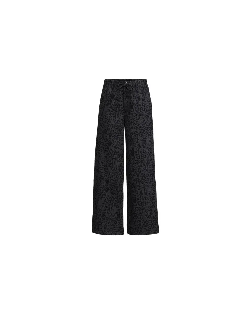 Lands' End Gemusterte Jeans mit weitem Bein High Waist, Damen, Größe regular, Schwarz, by Schwarz