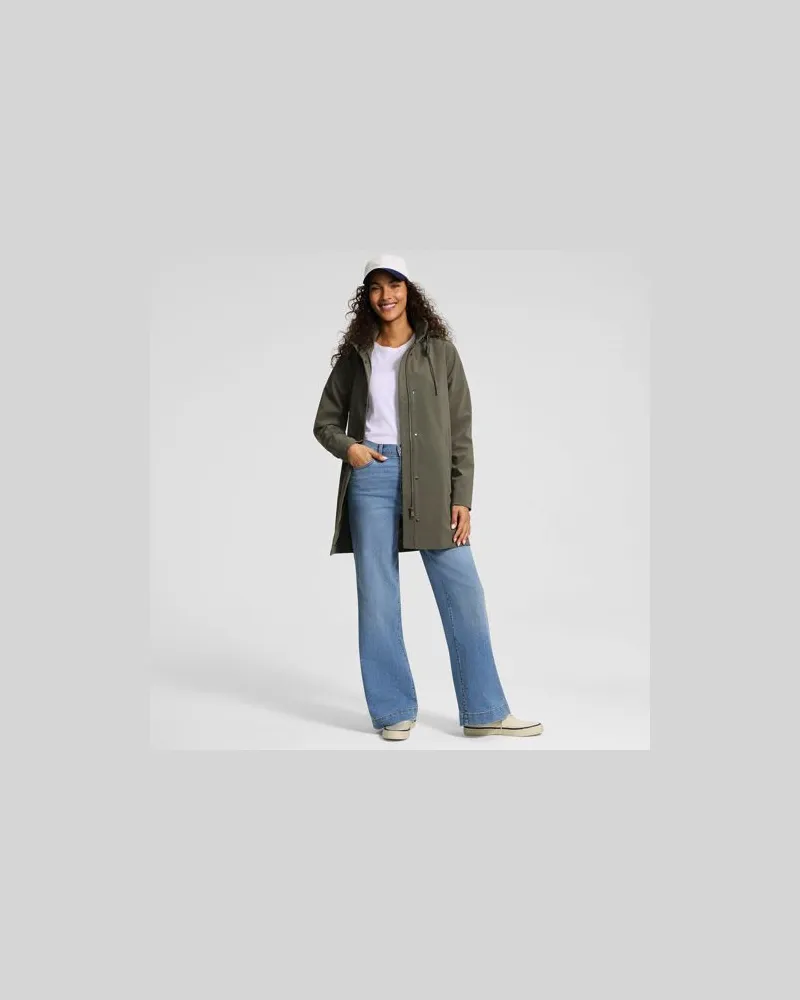Lands' End Leichte laminierte Regenjacke, Damen, Größe regular, Grün, Polyester, by Grün