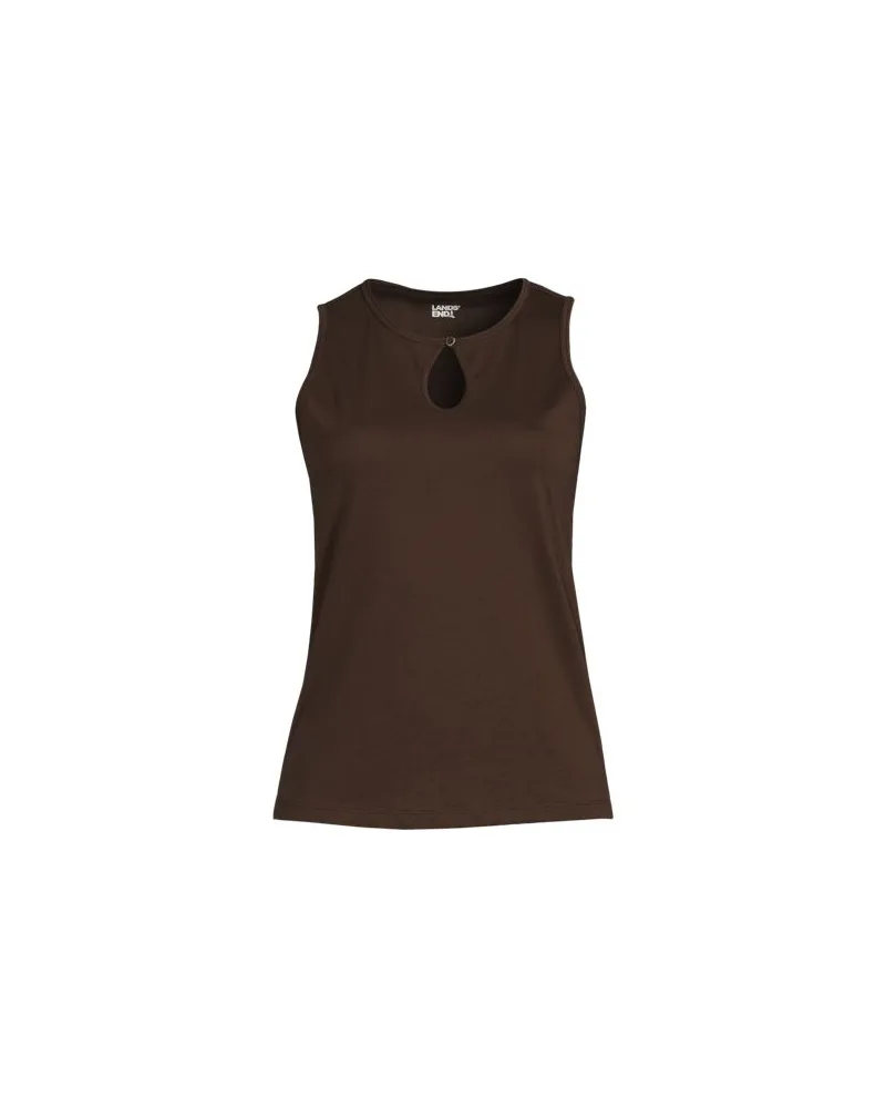 Lands' End Supima-Top mit Keyhole-Ausschnitt, Damen, Größe:44-46 regular, Braun, Baumwolle, by Braun