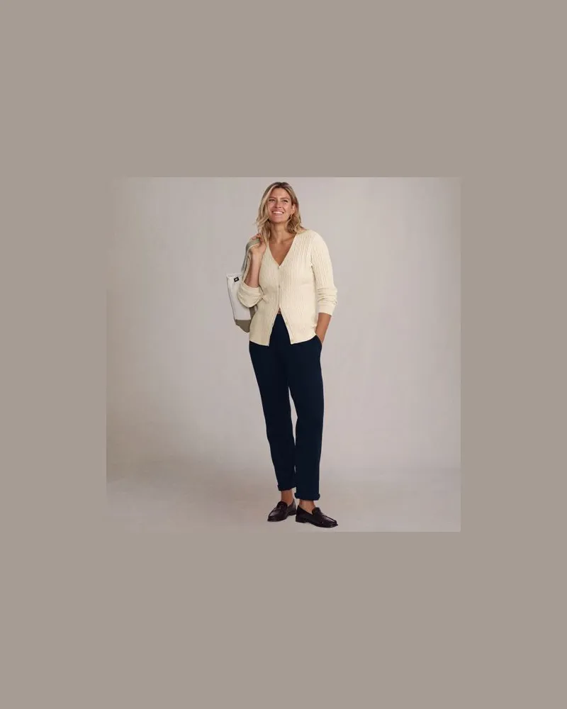 Lands' End Straight Fit Freizeithose SPORT KNIT, Damen, Größe:32-34 petite, Blau, Baumwolle, by Blau