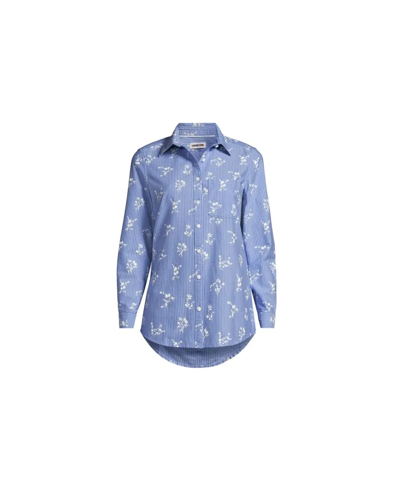Lands' End Langarm Oxford-Hemd, Damen, Größe plus, Blau, Baumwolle, by Blau