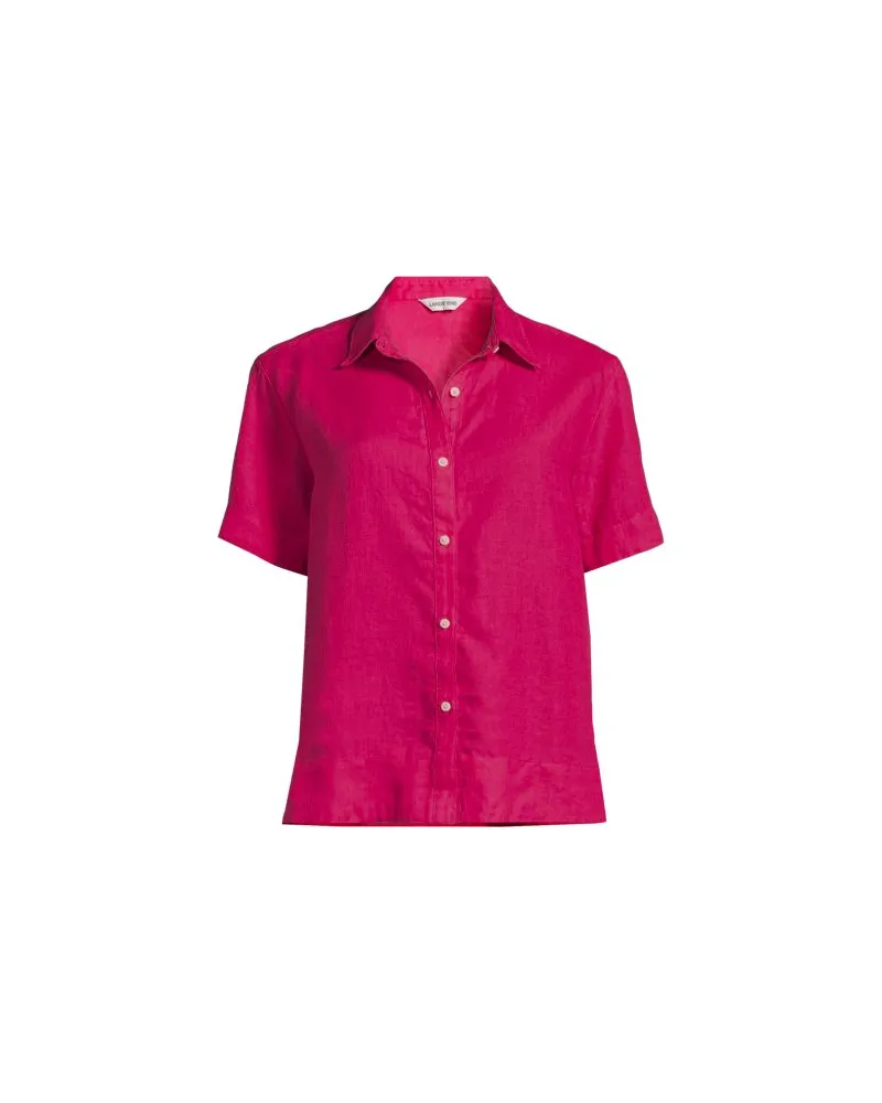 Lands' End Premium Reinleinen-Hemd mit kurzen Ärmeln, Damen, Größe regular, Pink, Leinen, by Pink
