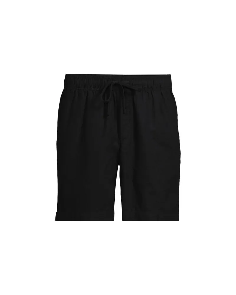 Lands' End Leinenmix-Shorts mit Dehnbund, 18 cm, Herren, Größe:60 regular, Schwarz, Leinen/Baumwoll-Mischung, by Schwarz
