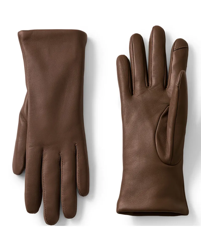 Lands' End Lederhandschuhe mit Kaschmirfutter, Damen, Größe regular, Braun, Kaschmir/Leder, by Braun