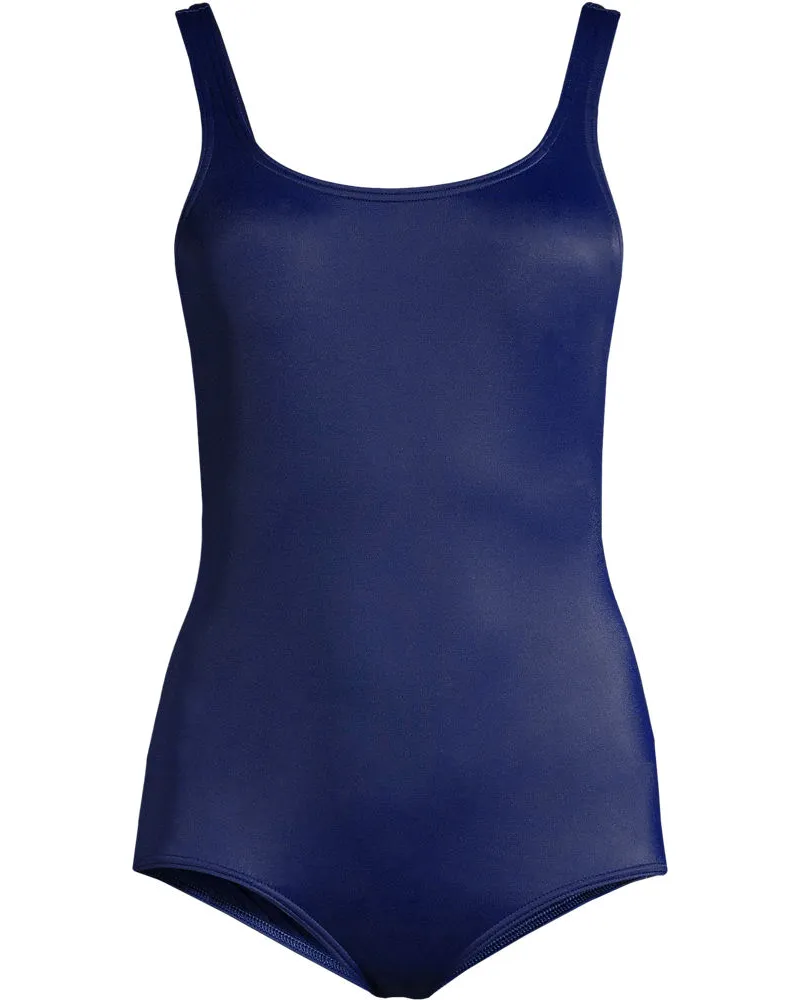 Lands' End Komfort-Badeanzug CHLORRESISTENT mit Soft Cups - Mastektomie, Damen, Größe regular, Blau, Nylon-Mischung, by Blau