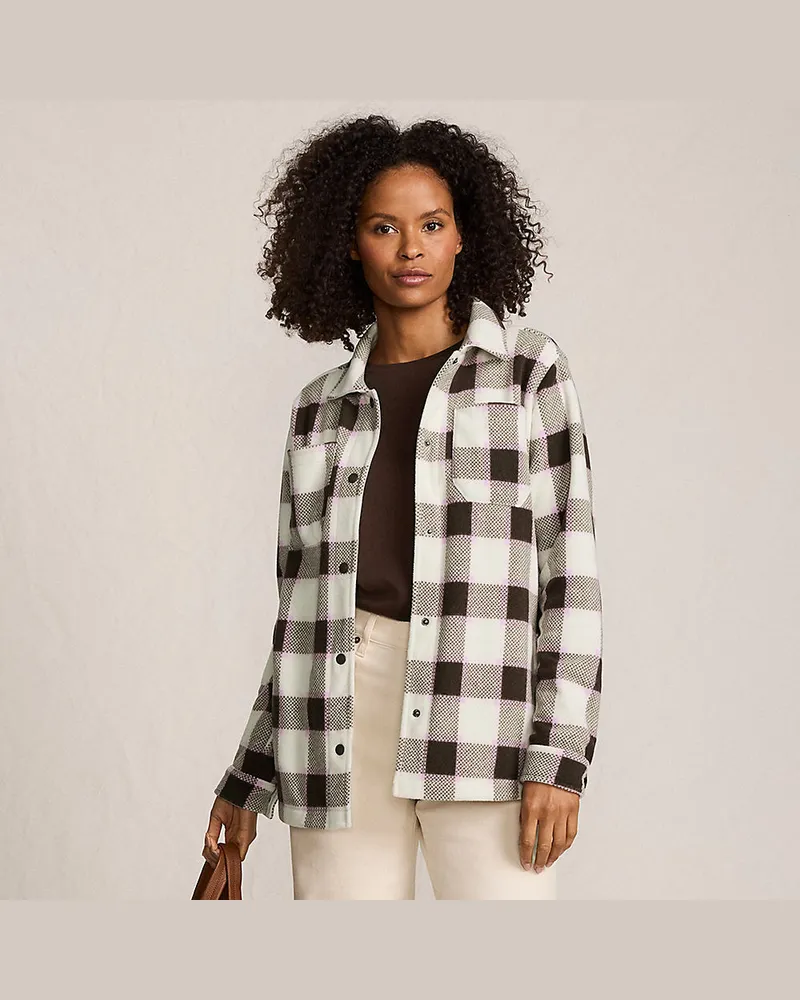 Lands' End Anyweather Fleece-Hemdjacke, Damen, Größe regular, Lila, Polyester, by Lila