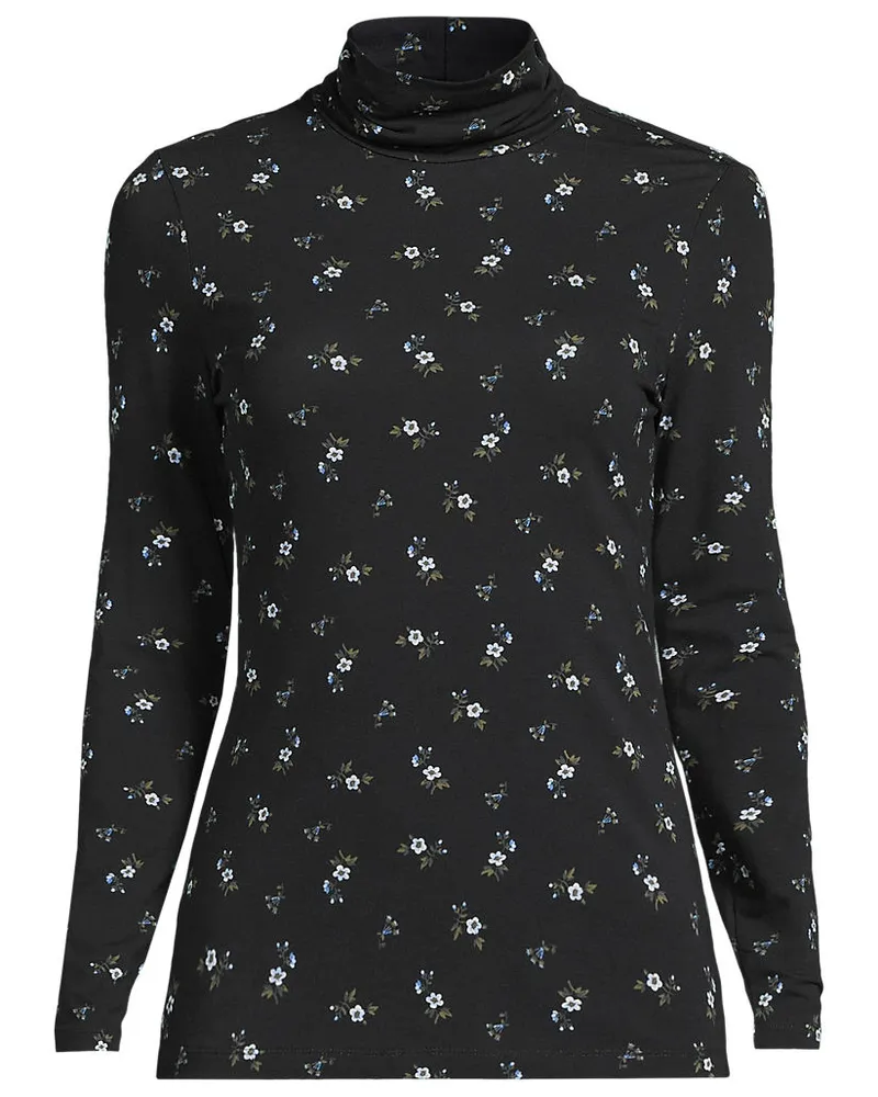 Lands' End Rollkragenshirt aus Baumwoll/Modalmix, Damen, Größe petite, Schwarz, Baumwolle/Elasthan/Baumwolle Modal, by Schwarz