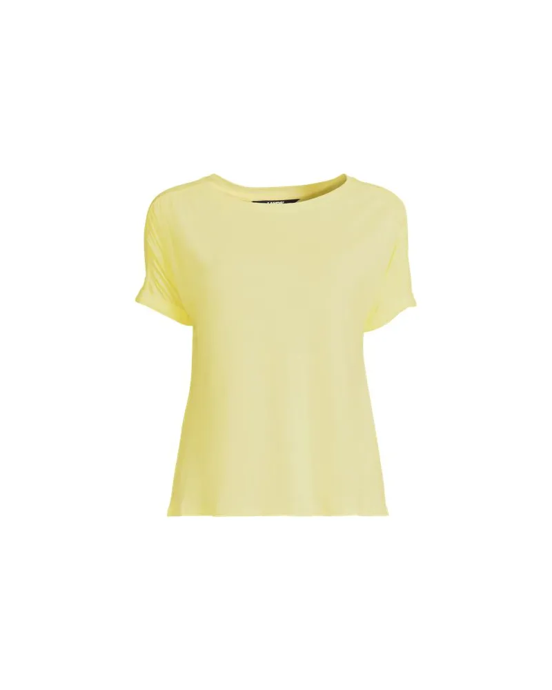 Lands' End Leinen/Modal-Shirt mit kurzen Ärmeln, Damen, Größe plus, Gelb, Leinen/Baumwolle Modal, by Gelb