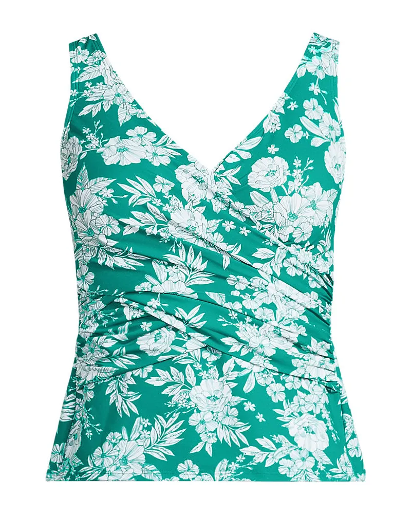 Lands' End Tankini-Top mit Wickelfront Slender, Damen, Größe plus, Grün, Elasthan/Nylon-Mischung, by Grün
