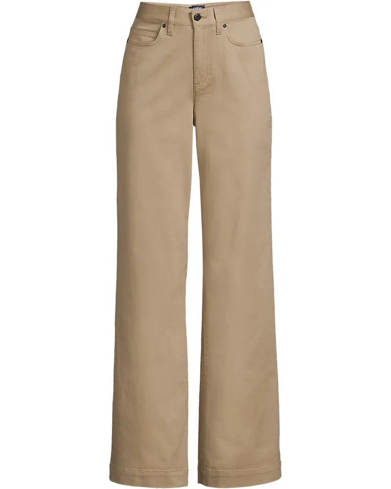 Lands' End 5-Pocket-Chinos mit weitem Bein, Damen, Größe plus, Braun, Baumwoll-Mischung, by Braun