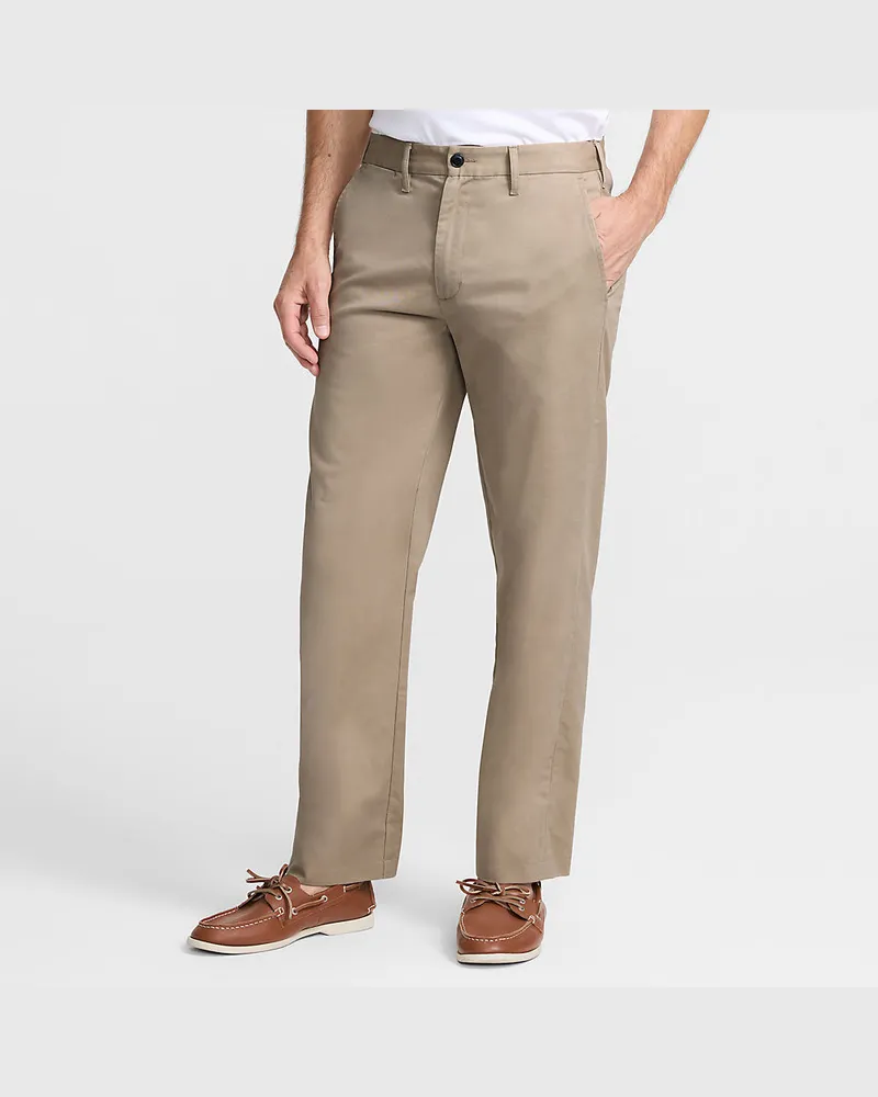 Lands' End Classic Fit Chinohose TRAVEL, Herren, Größe regular, Beige, Baumwoll-Mischung/Polyester-Mischung, by Beige