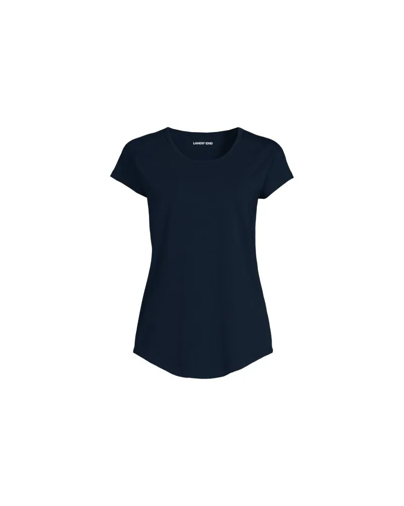 Lands' End Shirt aus Baumwolle/Modal-Mix mit Ballett-Ausschnitt, Damen, Größe:44-46 regular, Blau, Baumwolle Modal, by Blau