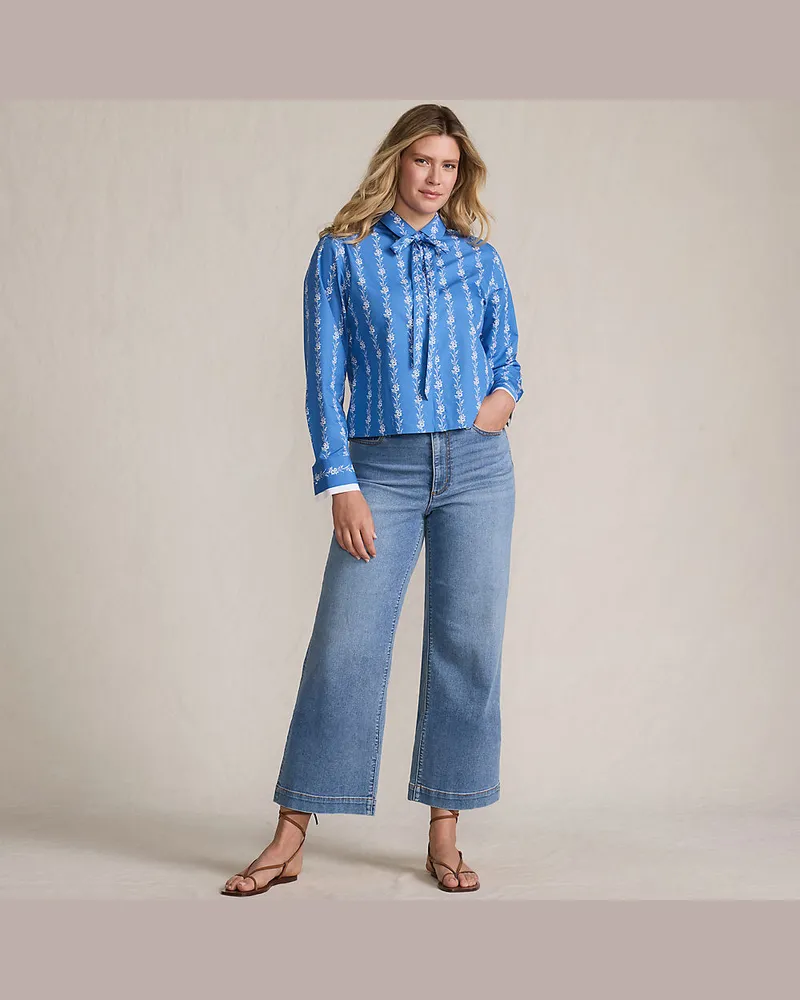 Lands' End Recover Culotte-Jeans High Waist, Damen, Größe regular, Blau, Baumwolle/Elasthan, by Blau