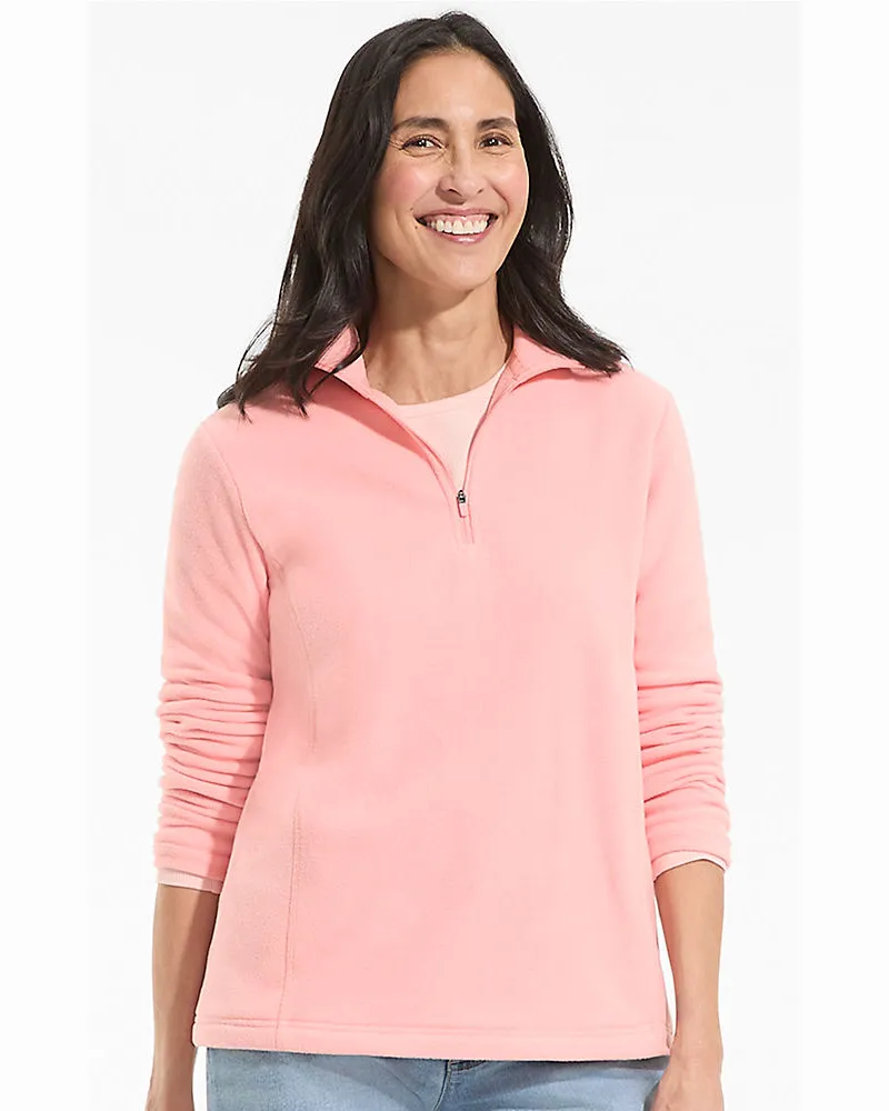 Lands' End Anyweather Fleece-Pullover mit Reißverschluss, Damen, Größe plus, Pink, Polyester, by Pink