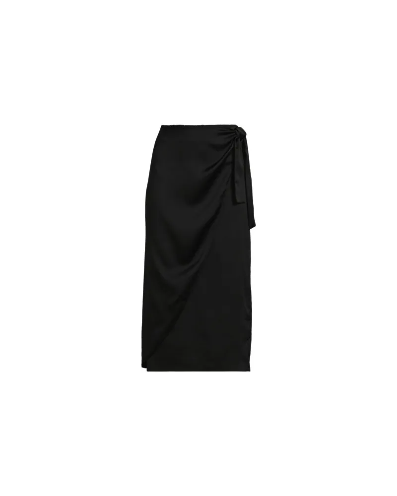 Lands' End Satin-Wickelrock in Midi-Länge, Damen, Größe petite, Schwarz, Polyester, by Schwarz