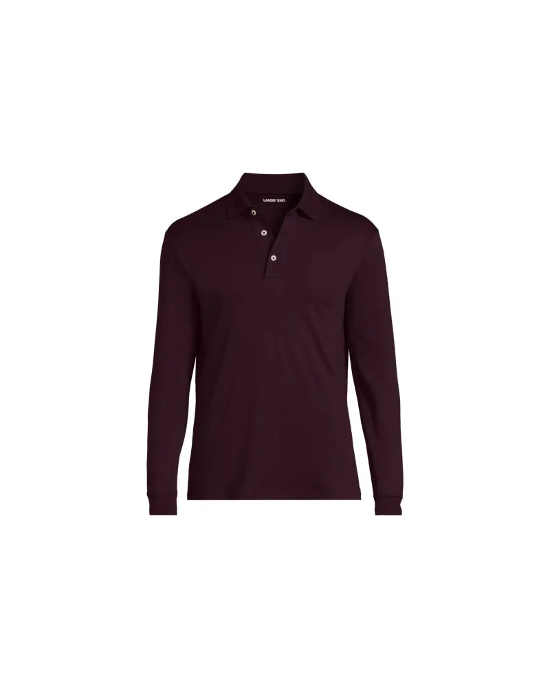 Lands' End Supima Langarm-Polo, Classic Fit, Herren, Größe regular, Rot, Baumwolle, by Rot