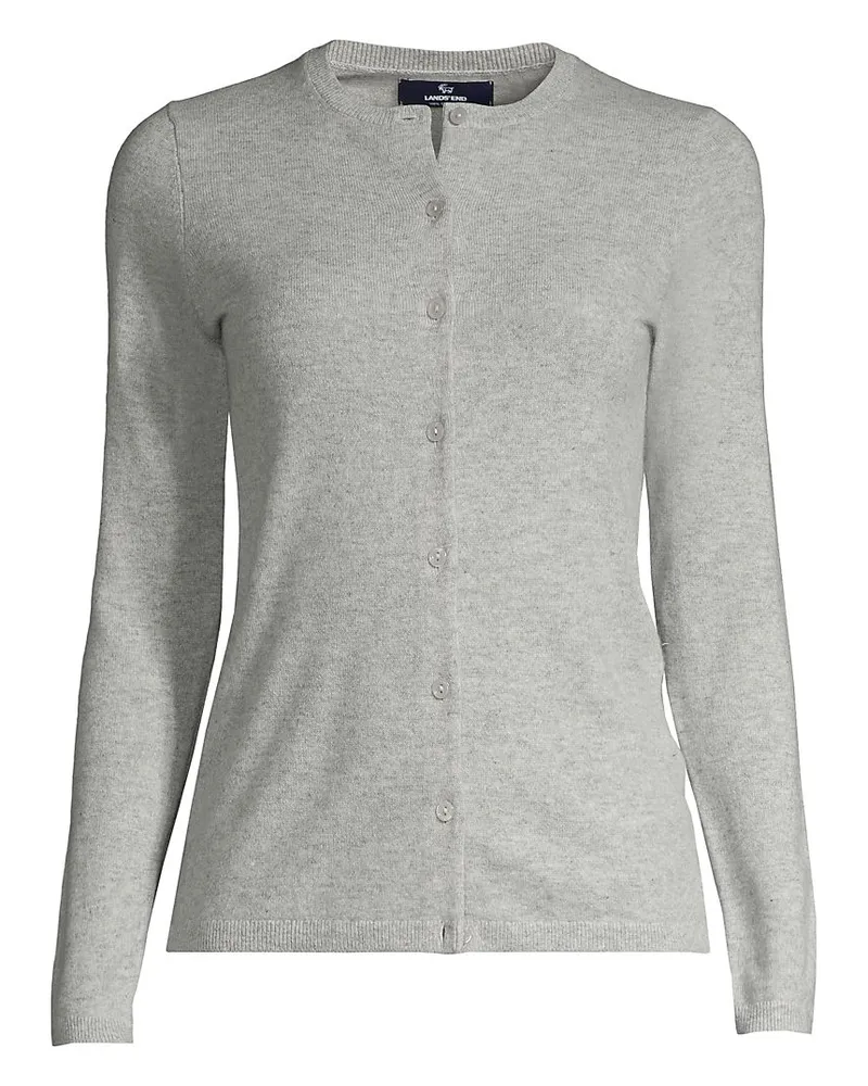Lands' End Kaschmir-Cardigan mit rundem Ausschnitt, Damen, Größe plus, Grau, Kaschmir, by Grau