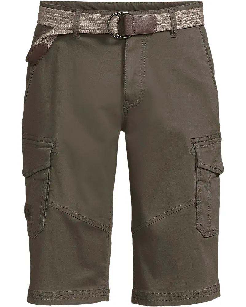 Lands' End Cargo-Shorts mit Gürtel, Herren, Größe regular, Grün, Baumwoll-Mischung, by Grün