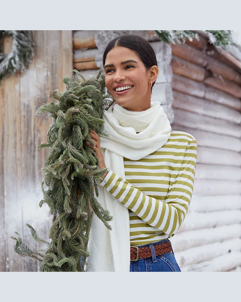 Lands' End Supima-Shirt, Langarm, Damen, Größe petite, Grün, Baumwolle, by Grün