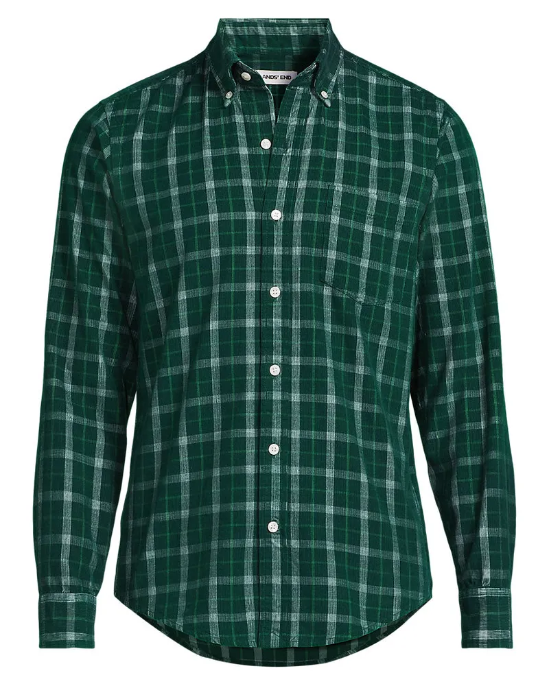 Lands' End Feincordhemd, Herren, GrÃ¶ÃŸe regular, GrÃ¼n, Baumwolle, by Grã¼n