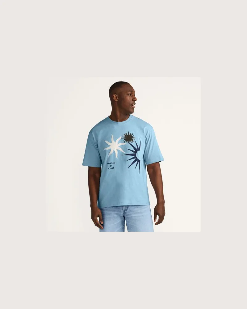 Lands' End T-Shirt mit Grafik-Applikation, Herren, Größe:44-46 regular, Blau, Baumwolle, by Blau