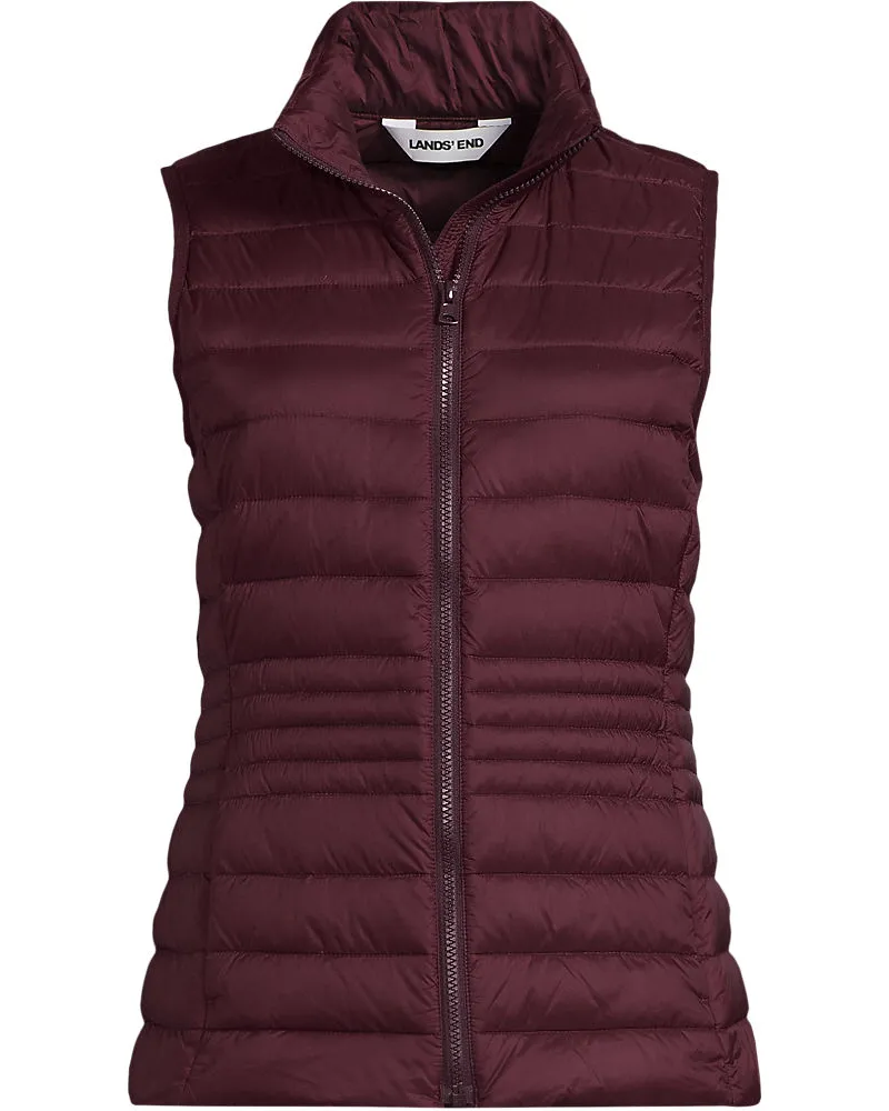 Lands' End Daunenweste WANDERWEIGHT Verstaubar Ultraleicht, Damen, Größe regular, Rot, Nylon, by Rot