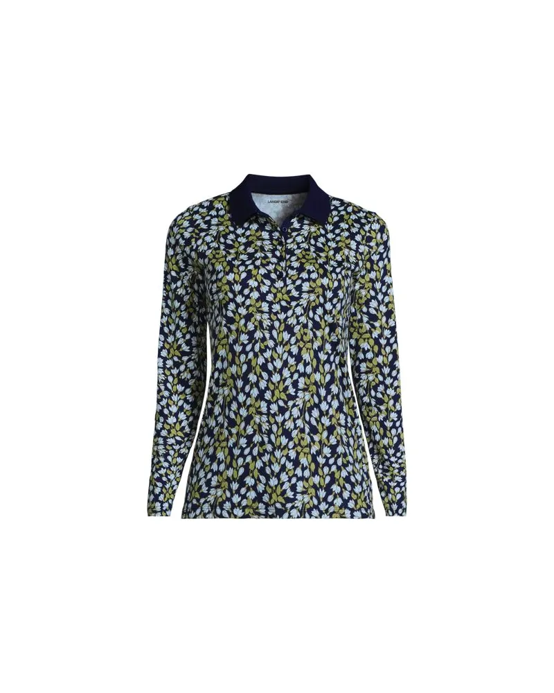 Lands' End Supima-Poloshirt mit langen Ärmeln, Damen, Größe plus, Blau, Baumwolle, by Blau
