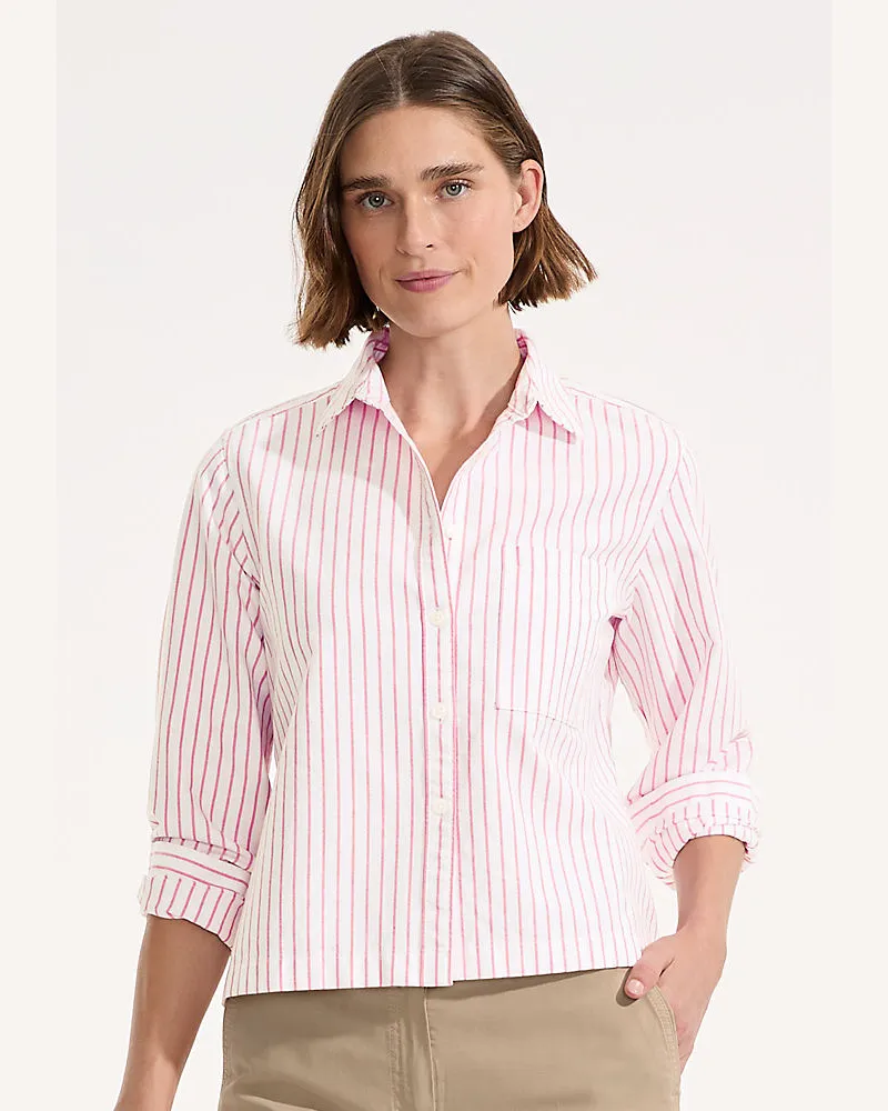 Lands' End Verkürzte Oxfordbluse, Damen, Größe regular, Rot, Baumwolle, by Rot