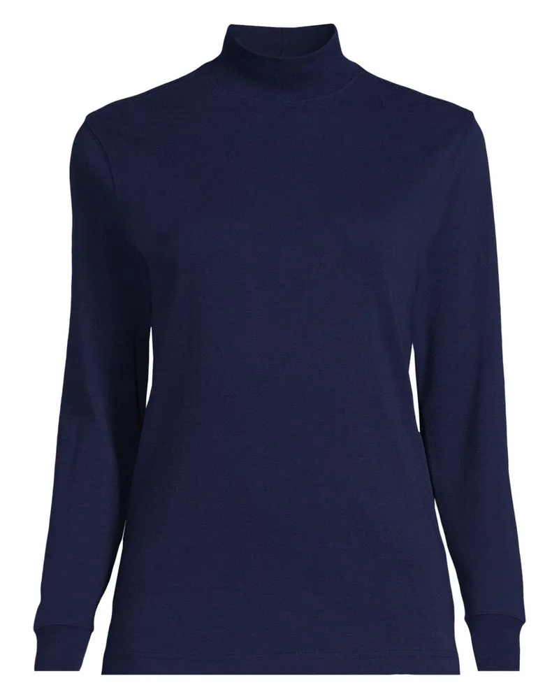 Lands' End Stehkragen-Shirt, Damen, Größe plus, Blau, Baumwolle, by Blau