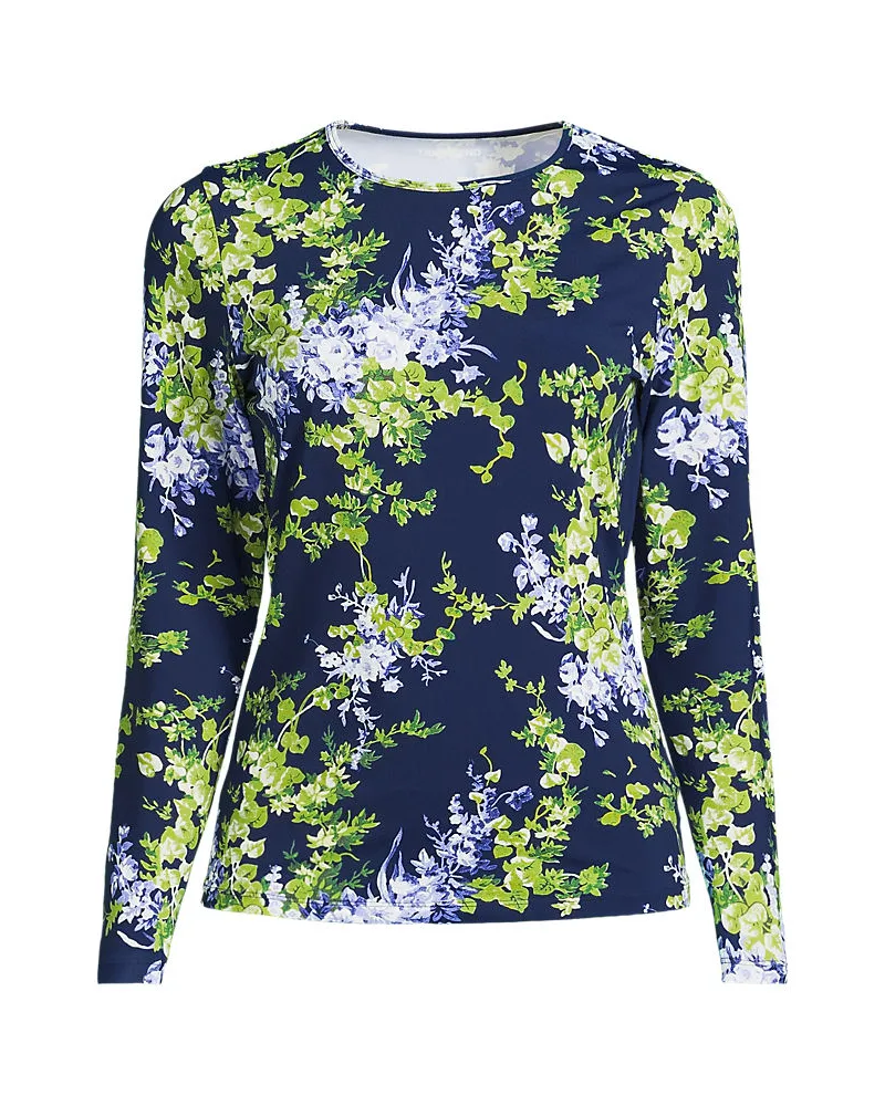 Lands' End Schnelltrocknendes UPF 50 Sonnenschutz-Badeshirt, Damen, Größe plus, Blau, Nylon-Mischung, by Blau