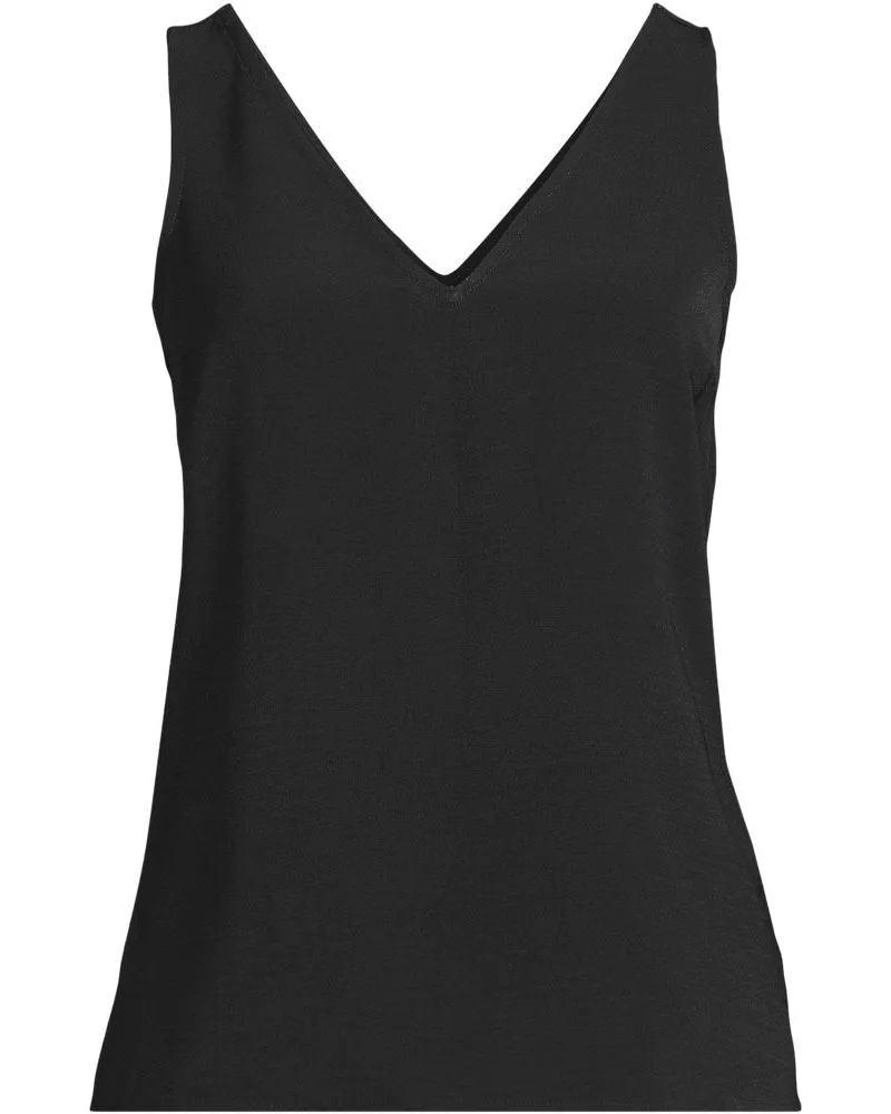 Lands' End Creaseless Top mit V-Ausschnitt, Damen, Größe plus, Schwarz, Polyester, by Schwarz