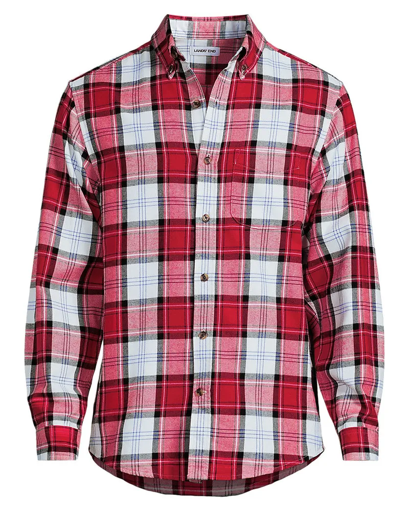 Lands' End Flanellhemd Flagship, Classic Fit, Herren, Größe tall, Rot, Baumwolle/Baumwoll-Mischung/Polyester-Mischung, by Rot