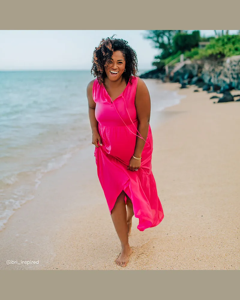 Lands' End Maxi Strandkleid, Damen, Größe regular, Pink, Baumwolle Modal, by Pink