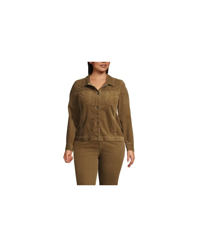 Lands' End Leicht verkürzte Cordjacke, Damen, Größe plus, Braun, Baumwoll-Mischung, by Braun