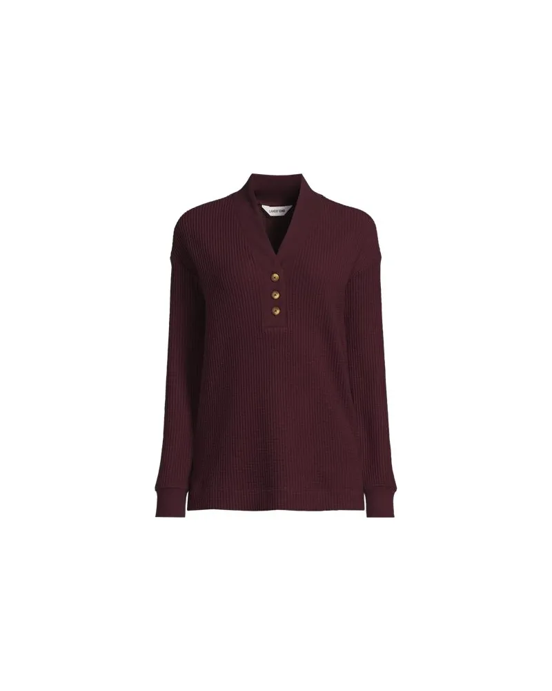 Lands' End Waffelstrick-Henleyshirt, Damen, Größe:32-34 regular, Rot, Baumwoll-Mischung/Polyester-Mischung, by Rot