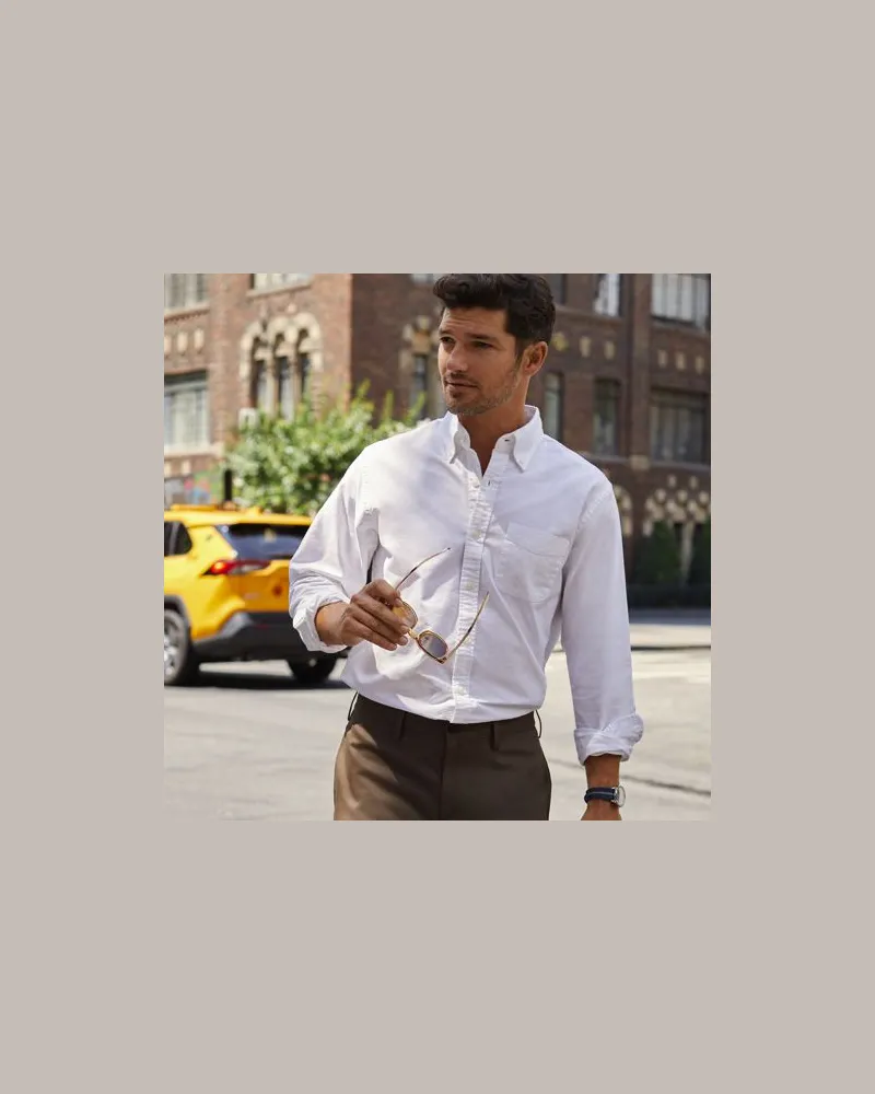 Lands' End Langarm-Oxfordhemd, Classic Fit, Herren, Größe:48-50 regular, Weiß, Baumwolle, by Weiß