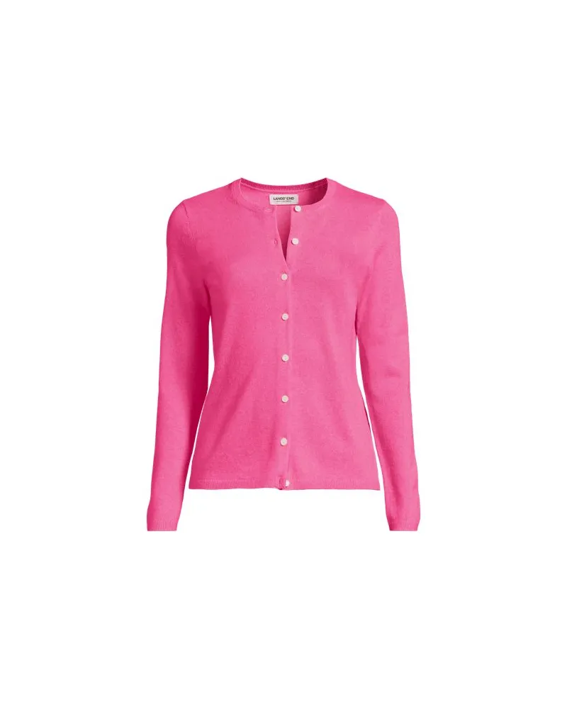 Lands' End Kaschmir-Cardigan mit rundem Ausschnitt, Damen, Größe:44-46 regular, Pink, Kaschmir, by Pink
