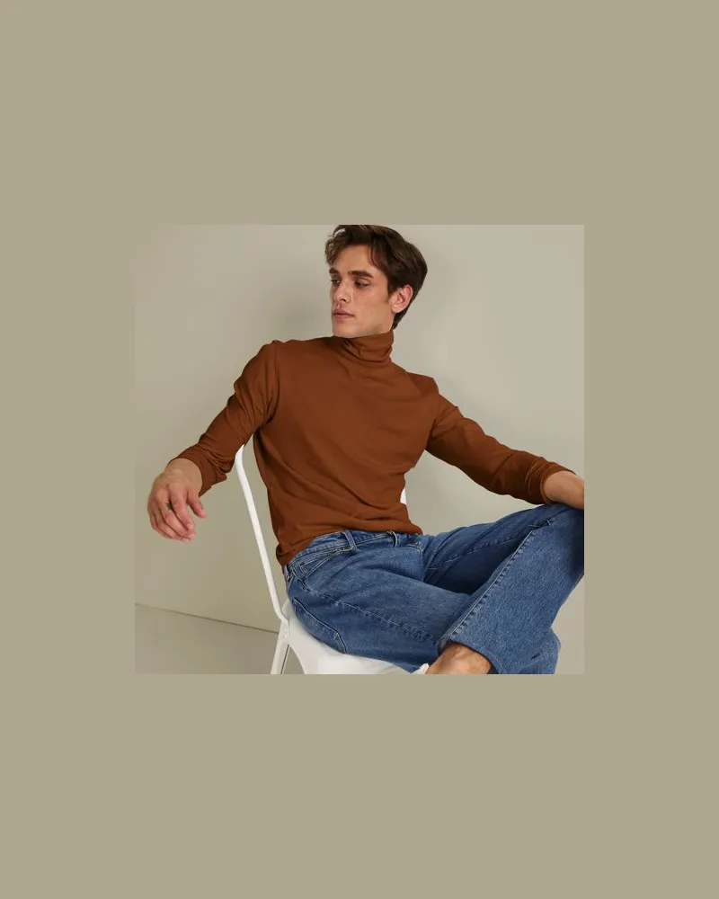 Lands' End Super-T Rollkragenshirt, Classic Fit, Herren, Größe tall, Orange, Baumwolle, by Orange