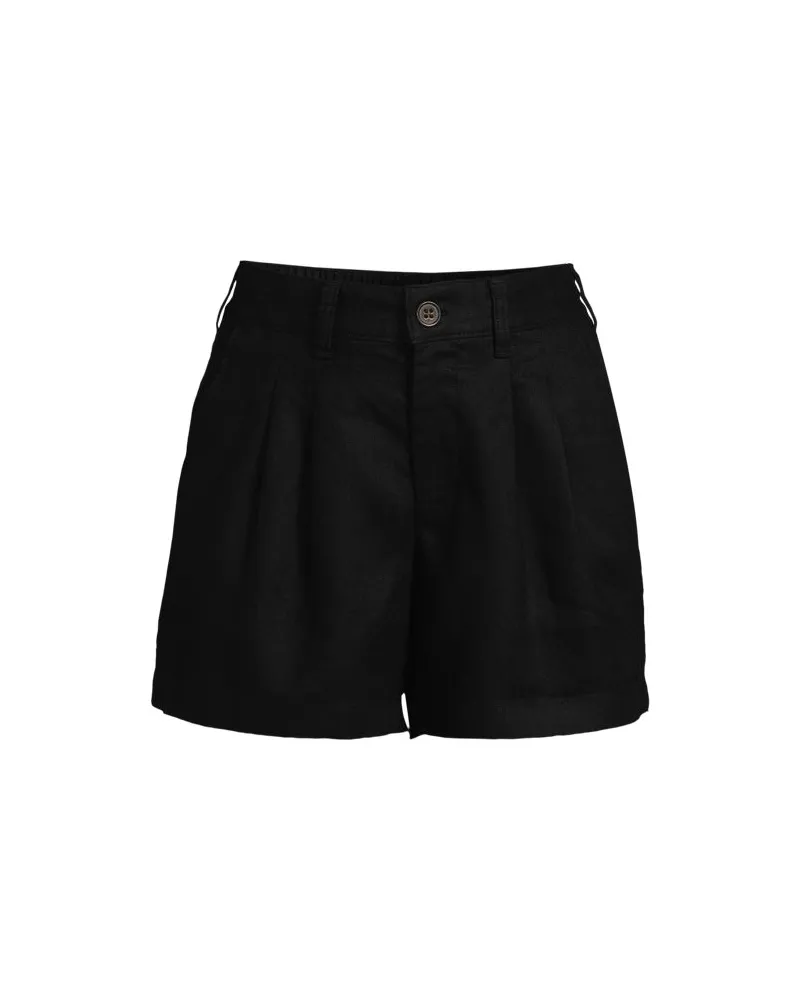 Lands' End Kurze Leinenshorts, Damen, Größe regular, Schwarz, Leinen, by Schwarz