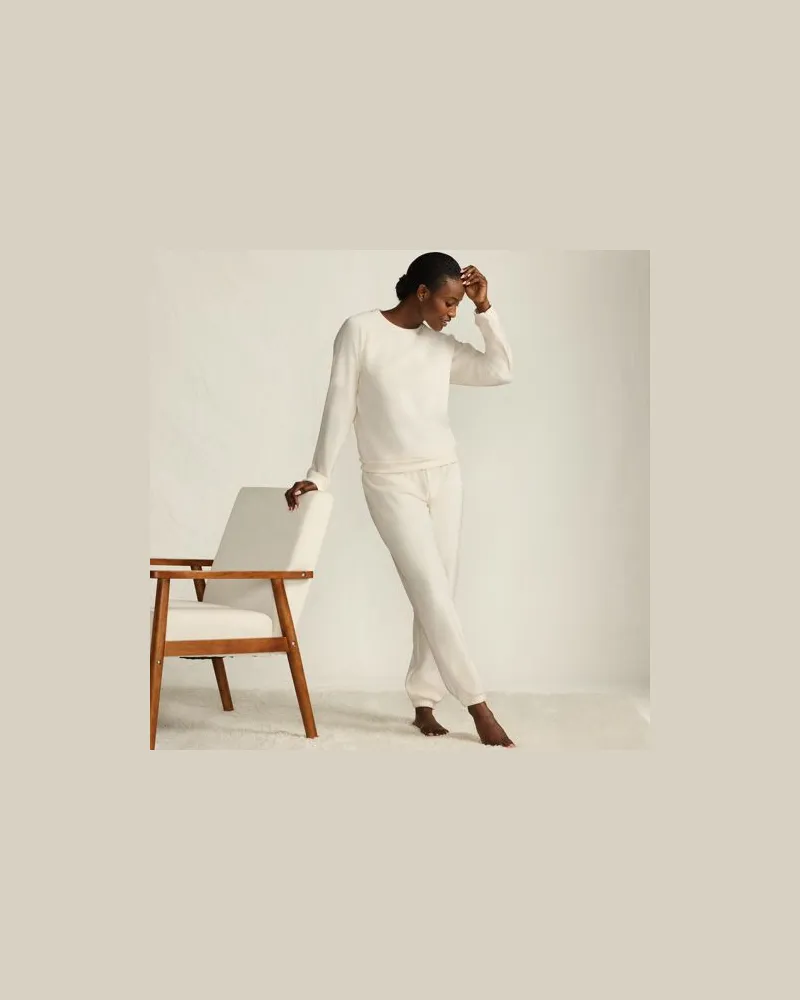 Lands' End Pyjama-Set aus Samt, Damen, Größe:44-46 petite, Weiß, Polyester/Polyester-Mischung, by Weiß