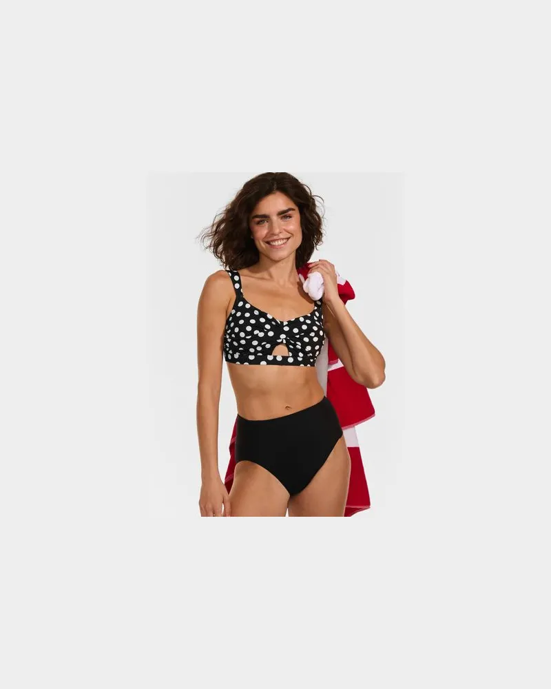 Lands' End Mid Waist Bikinihose, Damen, Größe regular, Schwarz, Nylon-Mischung, by Schwarz