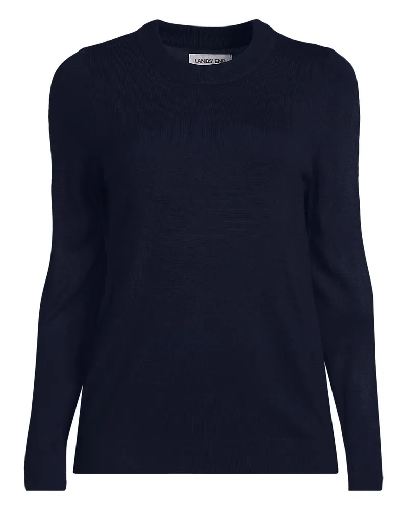 Lands' End CashTouch Rundhalspullover, Damen, Größe regular, Blau, Polyacryl, by Blau