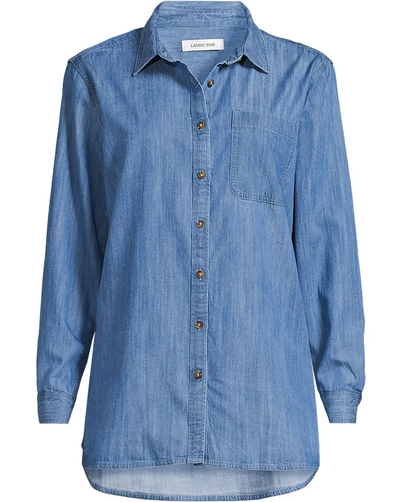 Lands' End Jeansbluse aus Lyocell-Mix, Damen, Größe plus, Blau, by Blau