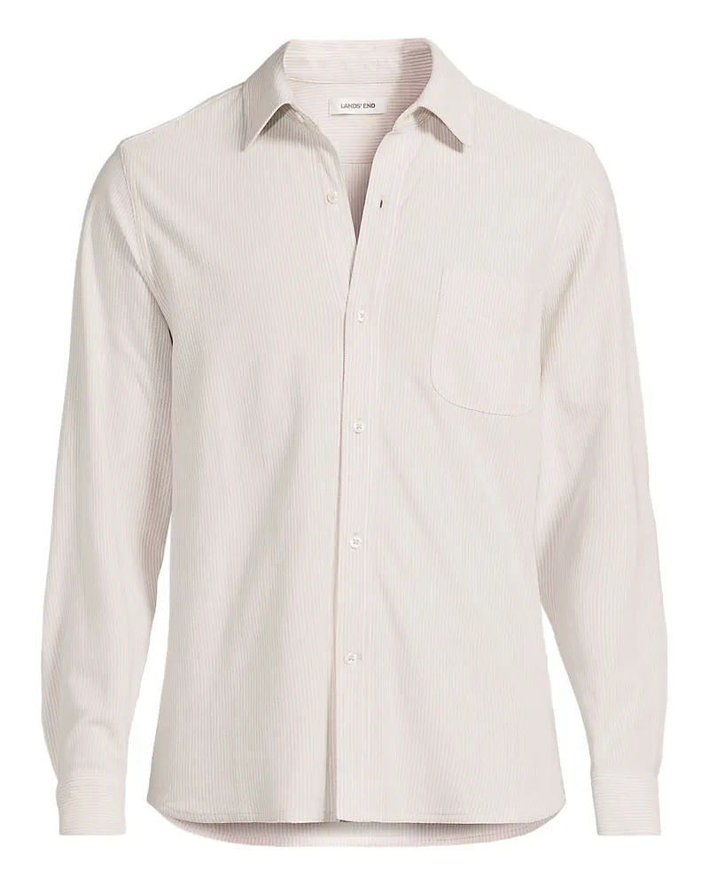Lands' End Langarm-Oxfordhemd aus Piqué, Classic Fit, Herren, Größe regular, Grau, Baumwolle, by Grau
