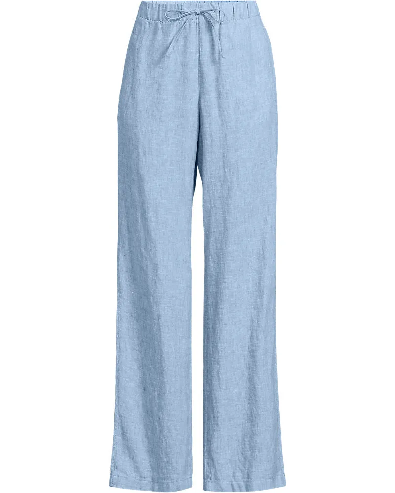 Lands' End Weite Premium Reinleinen-Schlupfhose, Damen, Größe plus, Blau, Leinen, by Blau