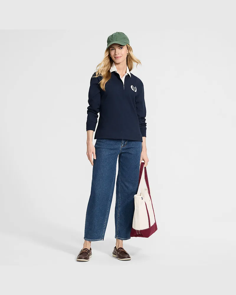 Lands' End Rugby-Shirt, Damen, Größe regular, Blau, Baumwolle, by Blau
