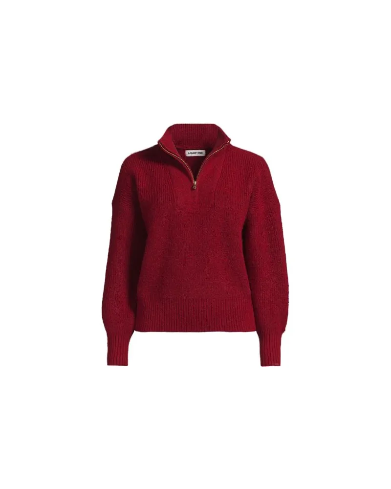 Lands' End Flauschiger Troyer-Pullover, Damen, Größe regular, Rot, Elasthan/Polyester-Mischung/Nylon-Mischung, by Rot