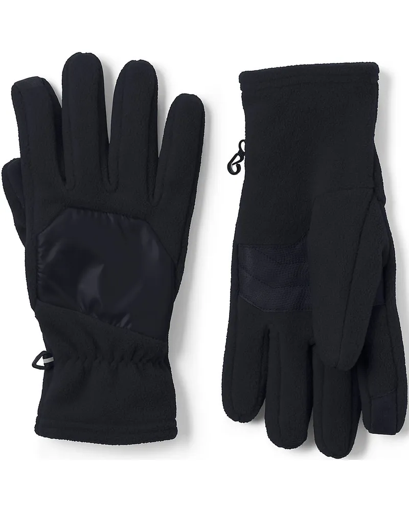 Lands' End ThermaCheck 200 Easy Touch Fleece-Handschuhe, Herren, Größe regular, Schwarz, Polyester, by Schwarz