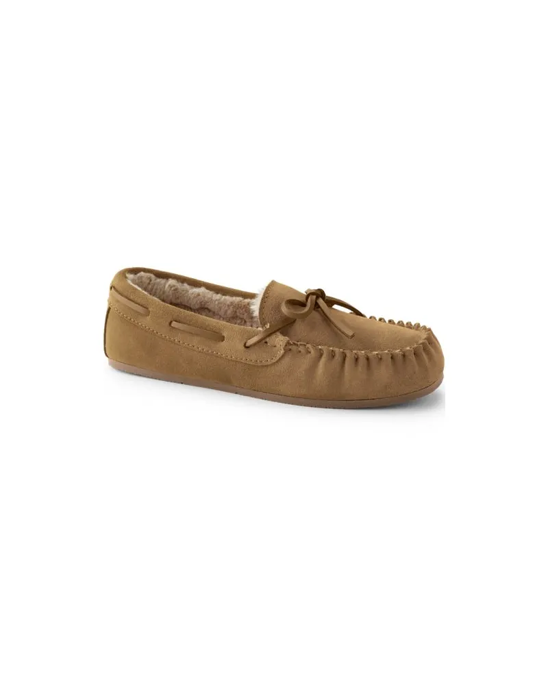 Lands' End Veloursleder-Mokassins, Damen, Größe regular, Beige, Leder/Rauleder, by Beige