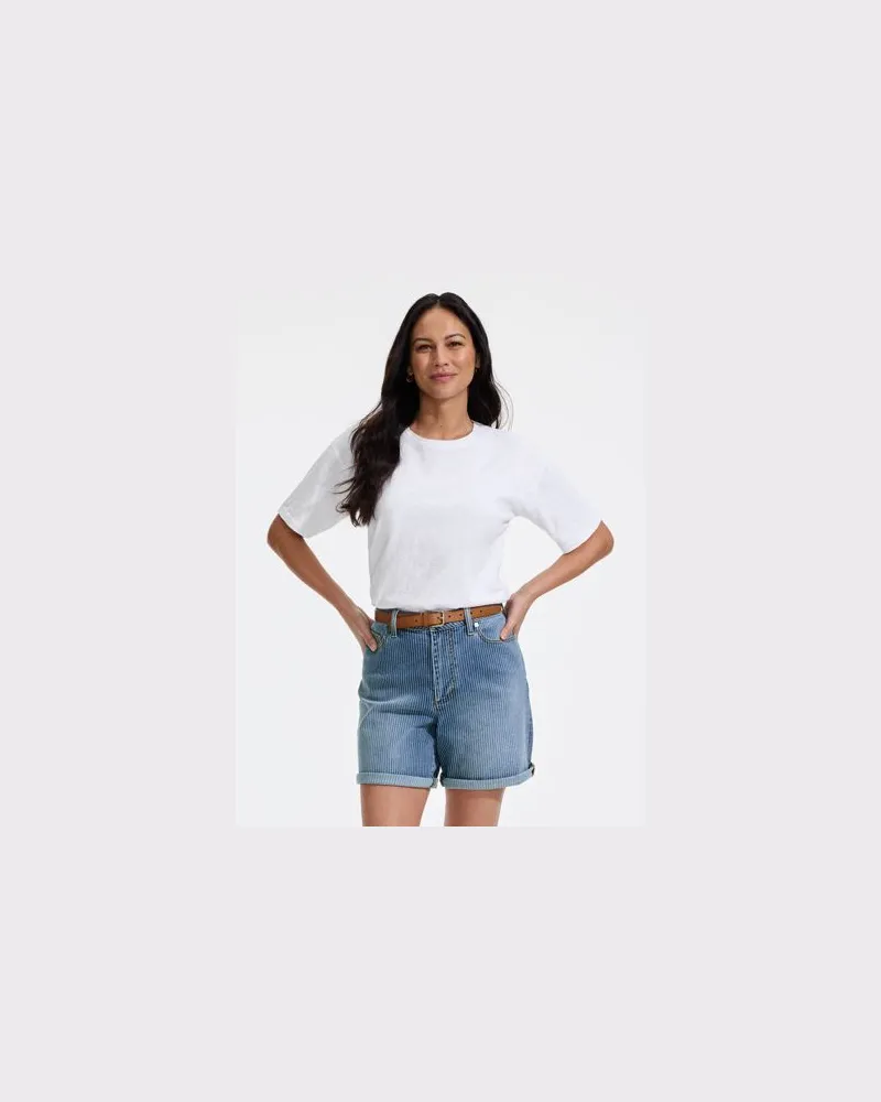 Lands' End Soft Denim Mid Waist Jeansshorts 18 cm, Damen, Größe regular, Blau, Baumwoll-Mischung, by Blau